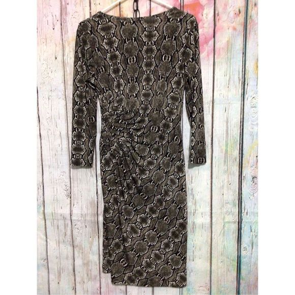 Calvin Klein Designer Side Ruched Dress Snakeskin Size Small ☃️❄️ - Picture 3 of 9